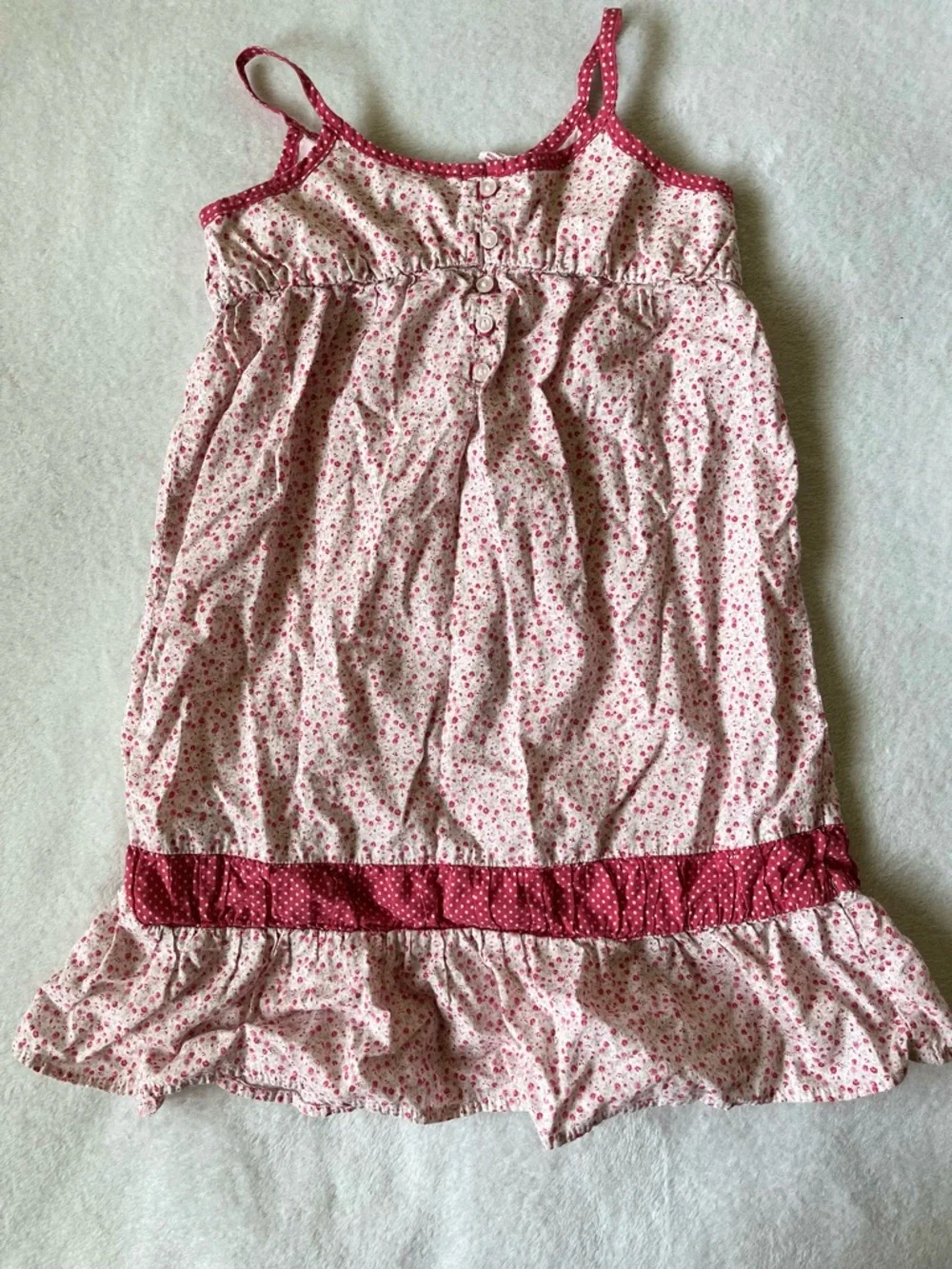 GAP Pink Floral Toddler Tank Dress with Polka-Dot Trim